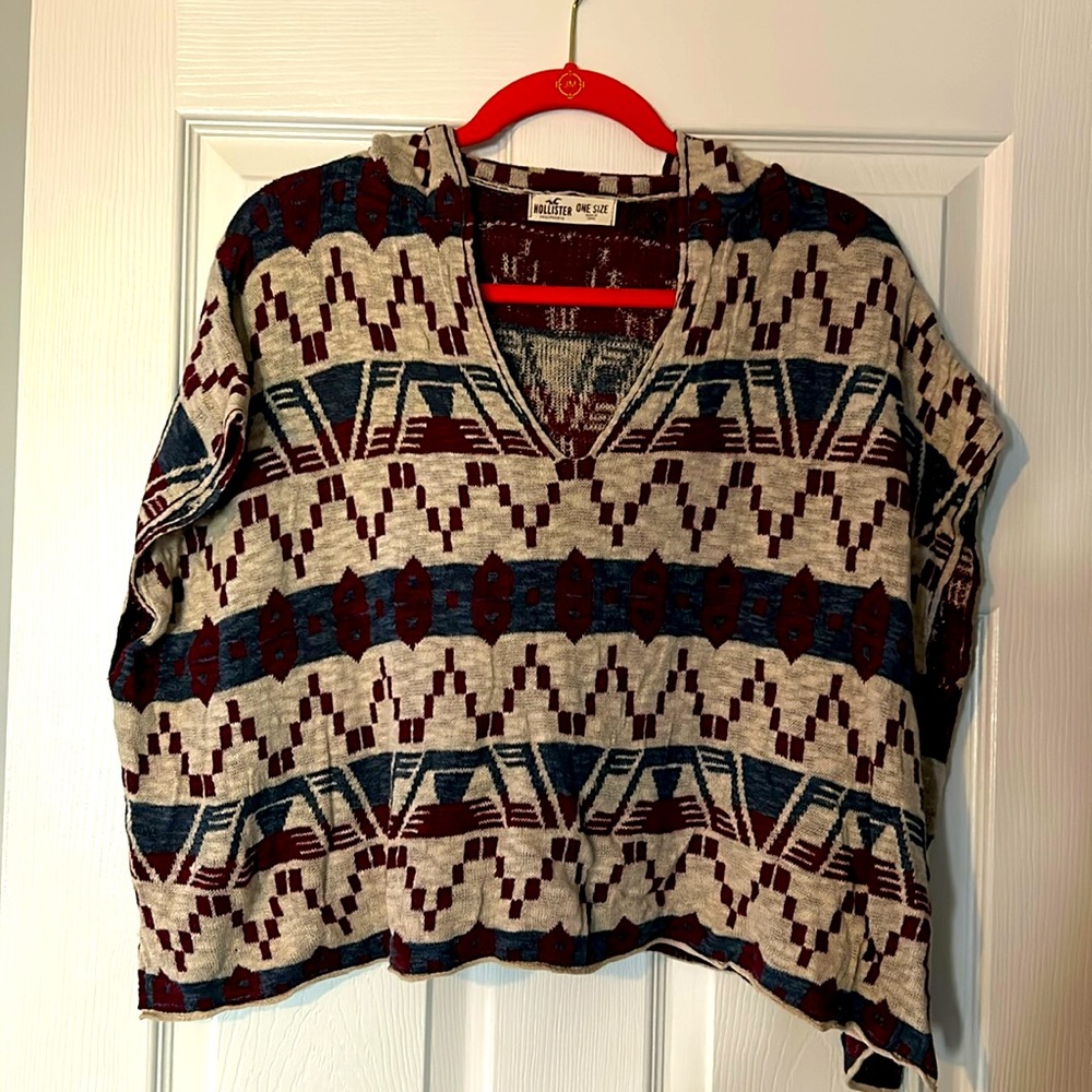 Hollister one size poncho like pullover with hood
